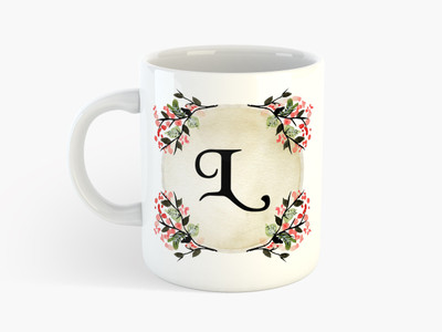 

Deeher Gifts 'L' Name Initials - Ceramic Mug(350 ml), Multicolor