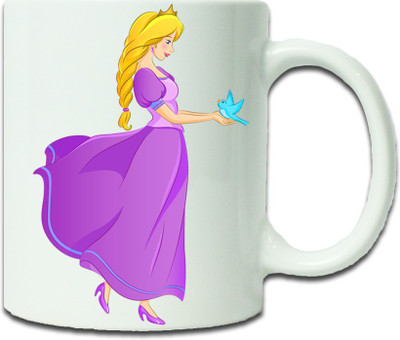 

Maison N Mode Girl Fly Bird Coffee Ceramic Mug(330 ml), Multicolor