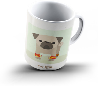 

Ucard Pug Ghungroo775 Bone China, Ceramic, Porcelain Mug(325 ml), Multicolor