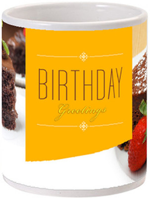 

Allthingscustomized Birthday Cake Greetings Cup Ceramic Mug, Multicolor