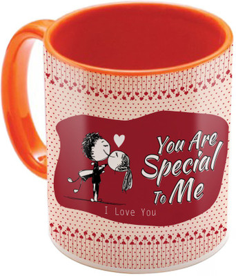 

SKY TRENDS Valentine Gift for Girlfriend Love Printed I Love U Forever Perfect for Her Him Wife Fiance Anniversary And Birthday STGD193 Ceramic Mug(325 ml), Orange