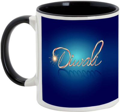 

AllUPrints Gifts For Deepawali - Prosperous Happy Diwali Design 11 Ceramic Mug(325 ml), Black