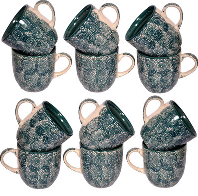 

Elite Handicrafts Ceramic_Tea_Cups_138 Ceramic(Green, Pack of 12)