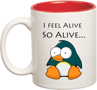 

HuppmeGift Alive Inner Red Ceramic Mug(350 ml), Red;white