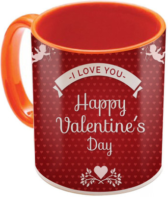 

SKY TRENDS Valentine Gift for Girlfriend Love Printed I Love U Forever Perfect for Her Him Wife Fiance Anniversary And Birthday STGD140 Ceramic Mug(325 ml), Orange