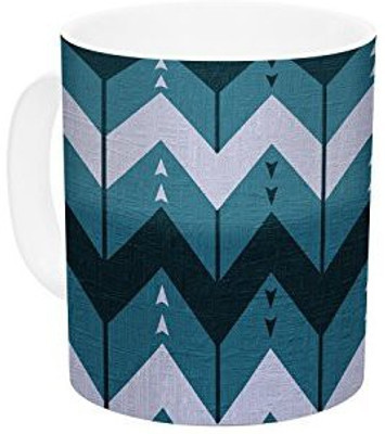 

Kess InHouse InHouse Nick Atkinson Chevron Dance Blue Ceramic Coffee, 11 oz, Multicolor Ceramic Mug(60 ml)