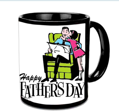 

Raj Laxmi Happy Fathers Day With Cartoon Character Multicolor Ceramic Mug(350 ml), Black