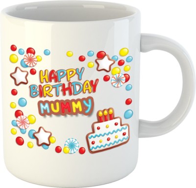 HuppmeGift Happy Birthday Mummy White Ceramic Coffee Mug(350 ml)