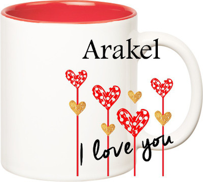 

Huppme I Love You Arakel Inner Red (350 ml) Ceramic Mug(350 ml), Red;white