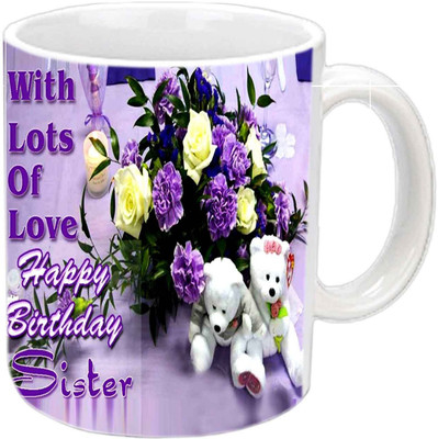 

Jiya Creation1 sister love teddy b'day white mug Ceramic Mug(350 ml)
