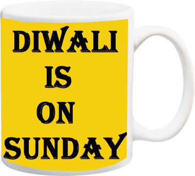 

ME&YOU Special & Unique Gift;Diwali is on Sunday Ceramic Mug(325 ml), Yellow