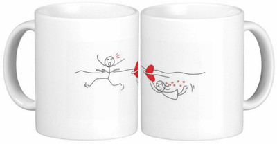 

Exoctic Silver Love Couple Anniversary 013 Ceramic Mug(300 ml, Pack of 2), Black;red;white