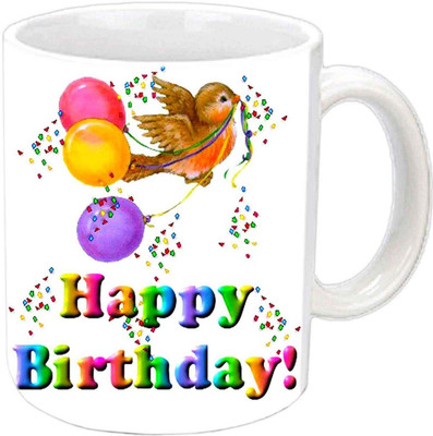 

Raj Laxmi bird balloons b'day white Ceramic Mug(350 ml)