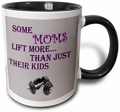 

3dRose Some Moms Lift More Than Just Their Kids. Gym, Sexy, Sport. Saying Two Tone Black, 11 oz, Black/White Ceramic Mug(60 ml), Multicolor