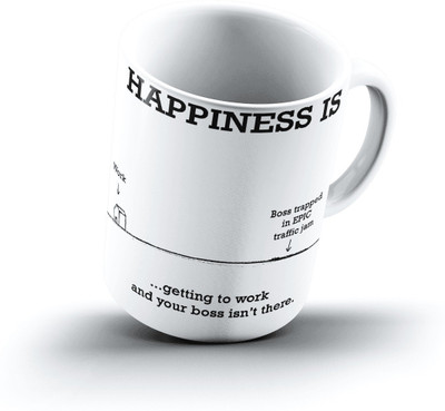 

Ucard Happiness Is2321 Bone China, Ceramic, Porcelain Mug(325 ml), Multicolor