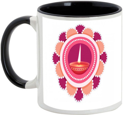 

AllUPrints Gifts For Diwali - Enjoy The Supreme Diwali Ceramic Mug(325 ml), Black