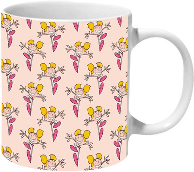 

Mooch Wale Dexter- Deedee Pink Pattern Ceramic Mug(325 ml), Multicolor
