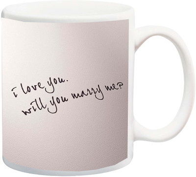 

ME&YOU Best Gift for Proposing a Boy/Girl; Will U marry me Beautiful Ring making heart printed Ceramic Mug(325 ml), Multicolor