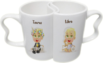

Ucard Taurus and Libra Zodiac Sign Valentines Day Couple Bone China, Ceramic, Porcelain Mug(325 ml), Multicolor