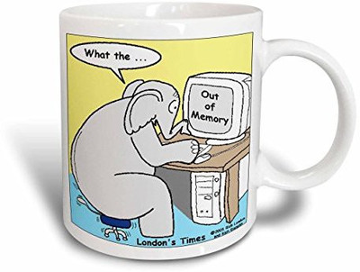 

3dRose Elephant without Memory Ceramic, 15 oz, White Ceramic Mug(60 ml), Multicolor