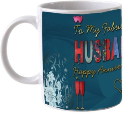 

EFW Happy Anniversary Husband (MU01) Ceramic Mug(325 ml), Blue