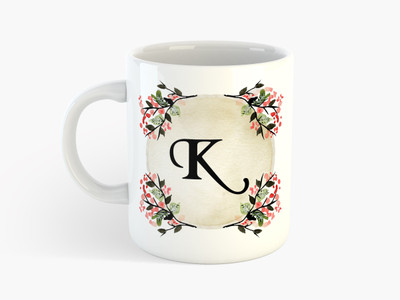 

Deeher Gifts 'K' Name Initials - Ceramic Mug(350 ml), Multicolor