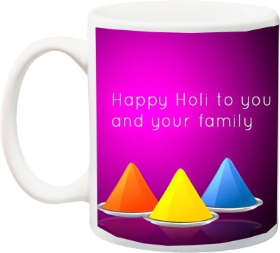 ME&YOU Gift For Holi;Happy Holy to you and your family Printed Ceramic Coffee Mug(325 ml)