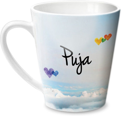 

Hot Muggs Simply Love You Puja Conical Ceramic Mug(350 ml)