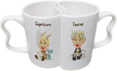 

Ucard Capricorn and Taurus Zodiac Sign Valentines Day Couple Bone China, Ceramic, Porcelain Mug(325 ml), Multicolor