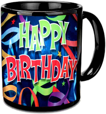 

Raj Laxmi Stylish b'day black Ceramic Mug(350 ml)