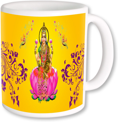 

PhotogiftsIndia Jai Laxmi Mata In Yellow Background Ceramic Mug(325 ml), Multicolor