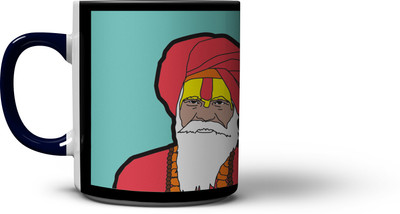 The Indian Sadhu Ji Ceramic Mug(295 ml), Multicolor