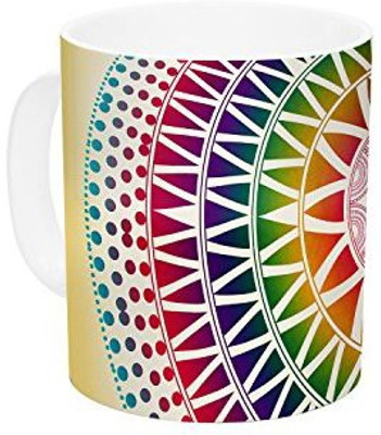 

Kess InHouse InHouse Famenxt Colorful Vibrant Mandala Rainbow Geometric Ceramic Coffee, 11 oz, Multicolor Ceramic Mug(60 ml)