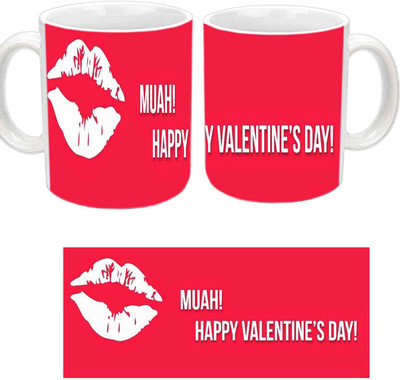 

Raj Laxmi Valentine kiss white Ceramic Mug(365 ml)