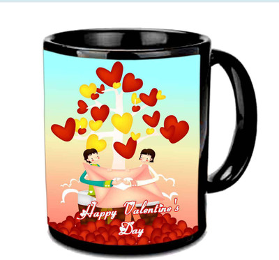

Raj Laxmi loving couple hearts valentine black Ceramic Mug(350 ml)