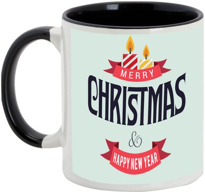 

AllUPrints Glittering Lights Of Christmas & New Year Ceramic Mug(325 ml), Black