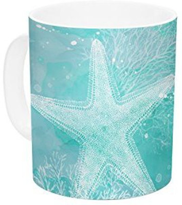 

Kess InHouse InHouse Sylvia Cook Seaside Blue Teal Ceramic Coffee, 11 oz, Multicolor Ceramic Mug(60 ml)