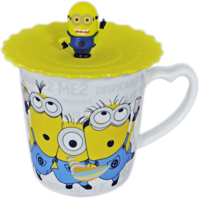

Babysid Collections Porcelain Minion with Silicone Lid Porcelain Mug(250 ml), Multicolor