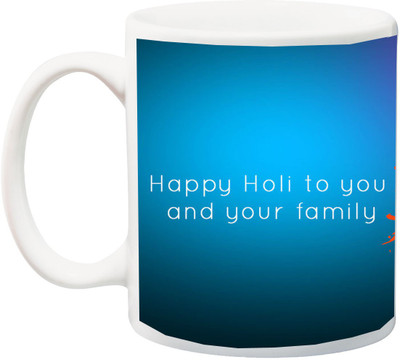 

ME&YOU Gift for Holi;Happy holy to you and your family HD Printed Ceramic Mug(325 ml), Multicolor