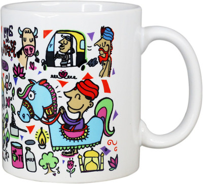 

Chumbak India Ceramic Mug(300 ml), Multicolor