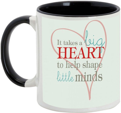 

AllUPrints Teachers Day Gifts - Big Heart Help Shape Little Minds Ceramic Mug(325 ml), Black