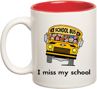 

HuppmeGift School Inner Red Ceramic Mug(350 ml), Red;white