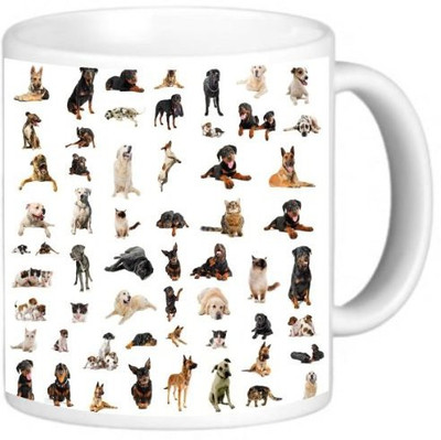 

Rikki Knight LLC Knight Ceramic Coffee, Dogs Puppies and Cats Ceramic Mug(60 ml), Multicolor