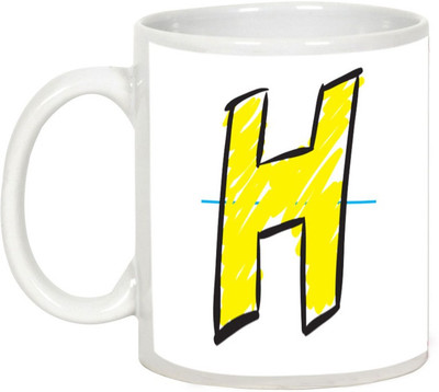 

AllUPrints Colorful Handwritten Alphabet Letters "H" Ceramic Mug(325 ml), White