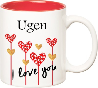 

Huppme I Love You Ugen Inner Red (350 ml) Ceramic Mug(350 ml), Red;white