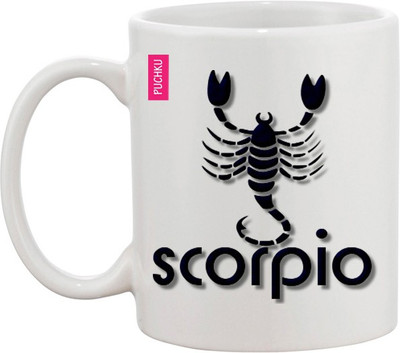 

Ashvah Scorpio Black Ceramic Mug(350 ml), Multicolor