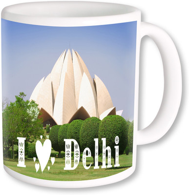 

PhotogiftsIndia I Love Delhi With Nice Lotus Ceramic Mug(325 ml), Multicolor