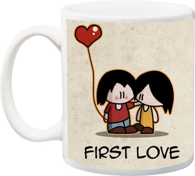 

ME&YOU Gift for Valentine's Day, Anniversary;Cute First Love With Heart Balloon Printed Ceramic Mug(325 ml), Multicolor