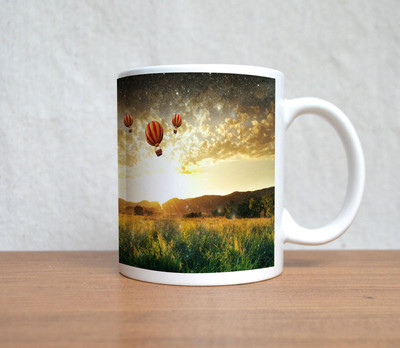 60% OFF on StyBuzz Hot Air Balloons Christmas Ceramic Coffee Mug(300 ml)