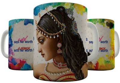 

Shaildha WD08 Ceramic Mug(350 ml), Multicolor
